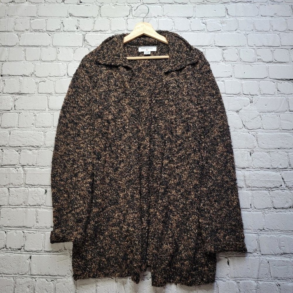 Real Clothes Wool Blend Brown Blended Color Open Cardigan‎ Sweater Size L